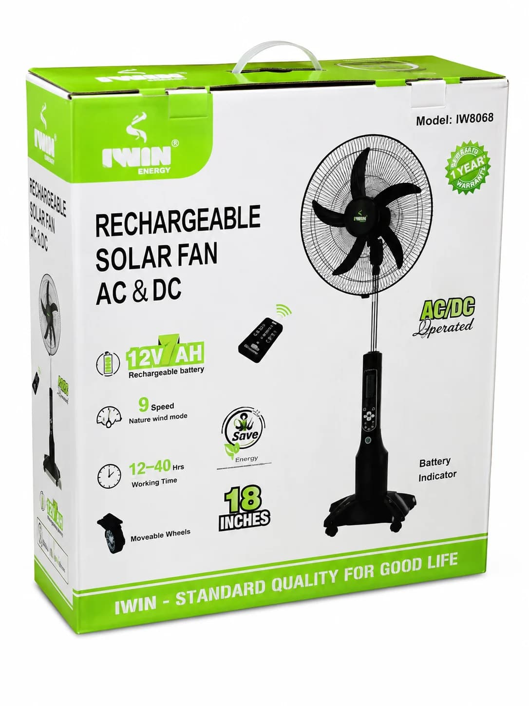 Iwin 18inches fan with panel