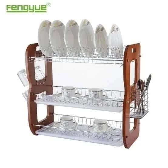 3LAYER WOODEN PLATE RACK