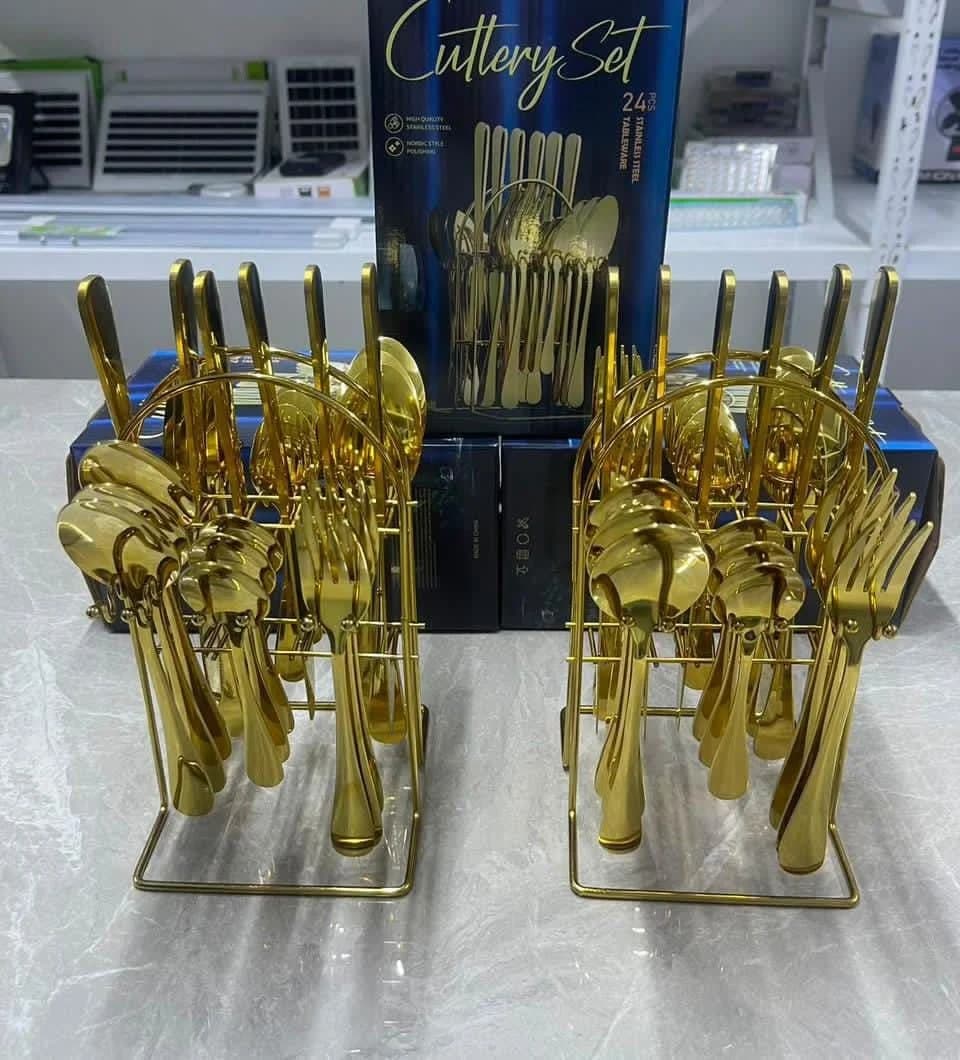 24pcs gold cutlery set